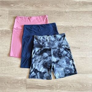Set of Three Athletic Shorts - Pink, Navy, and Tie-Dye